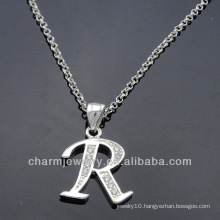 Charm Alphabet Pendant With Clear CZ Stone PCC-006